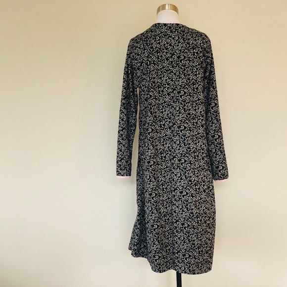 Nightgown Medium CELESTIAL DREAMS Dark Gray Pink Long Sleeves Cold Weather Gown - Picture 4 of 8